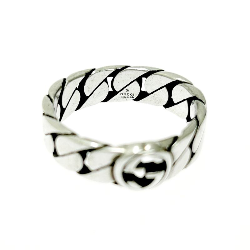 Gucci Silver Interlocking G Chain Ring 5.0g 925 Engraved 399846 Ring