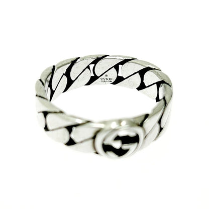 Gucci Silver Interlocking G Chain Ring 5.0g 925 Engraved 399846 Ring