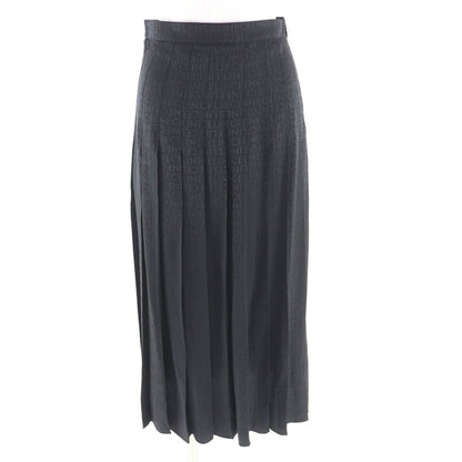 Celine Silk Hedi Slimane Era Logo All Over Pattern Long Length Pleated Skirt