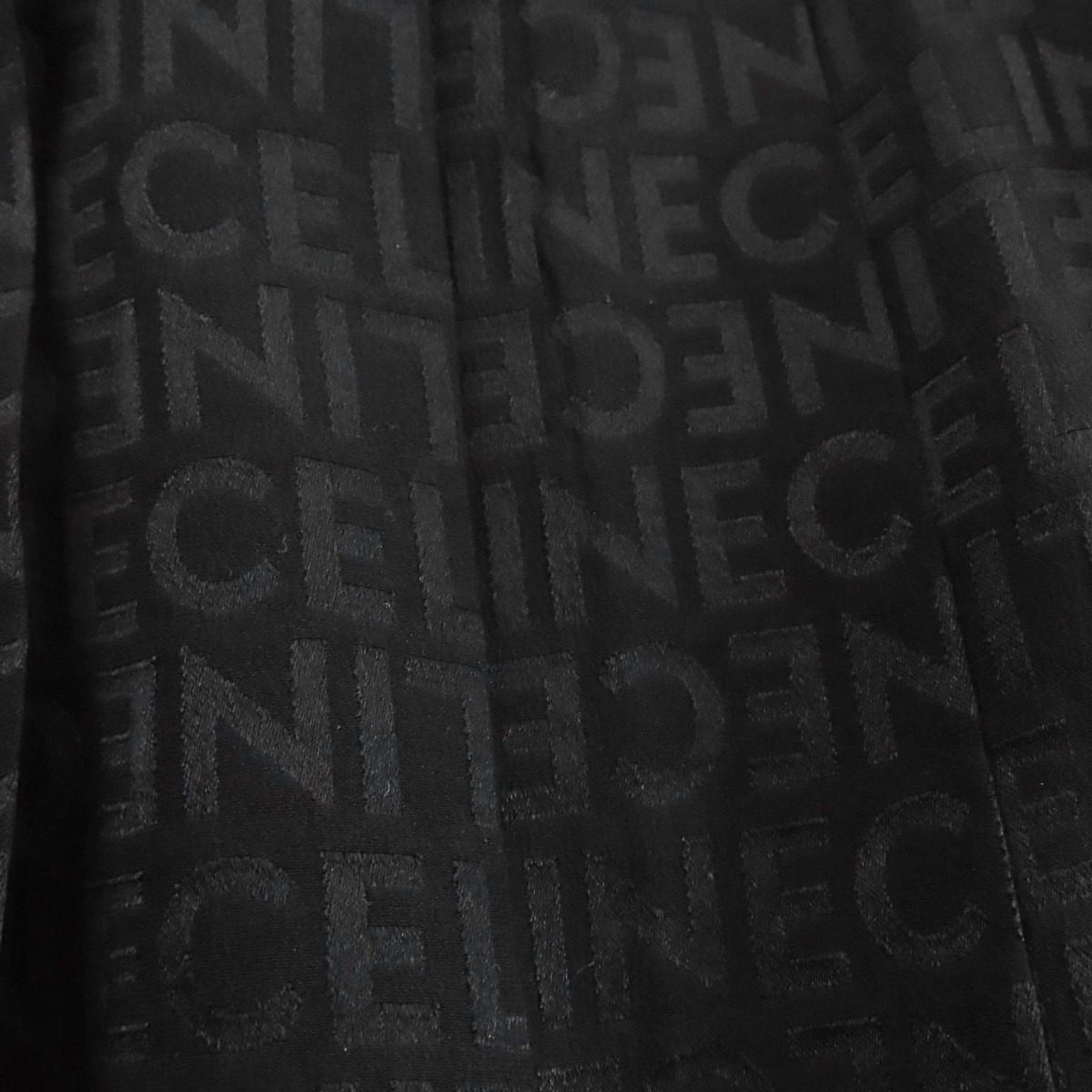 Celine Silk Hedi Slimane Era Logo All Over Pattern Long Length Pleated Skirt — view 6