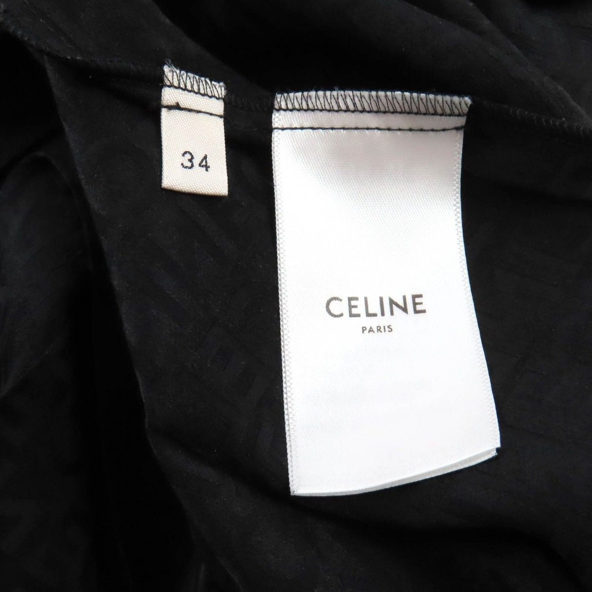 Celine Silk Hedi Slimane Era Logo All Over Pattern Long Length Pleated Skirt — view 8