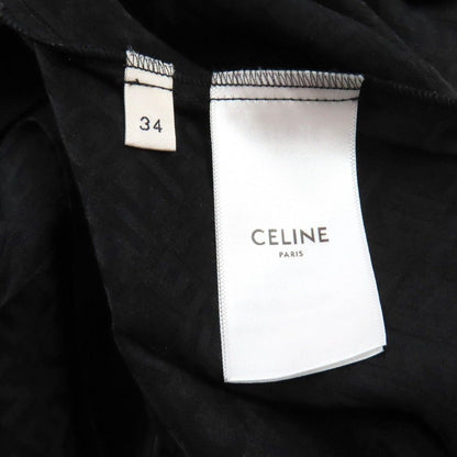 Celine Silk Hedi Slimane Era Logo All Over Pattern Long Length Pleated Skirt — view 8