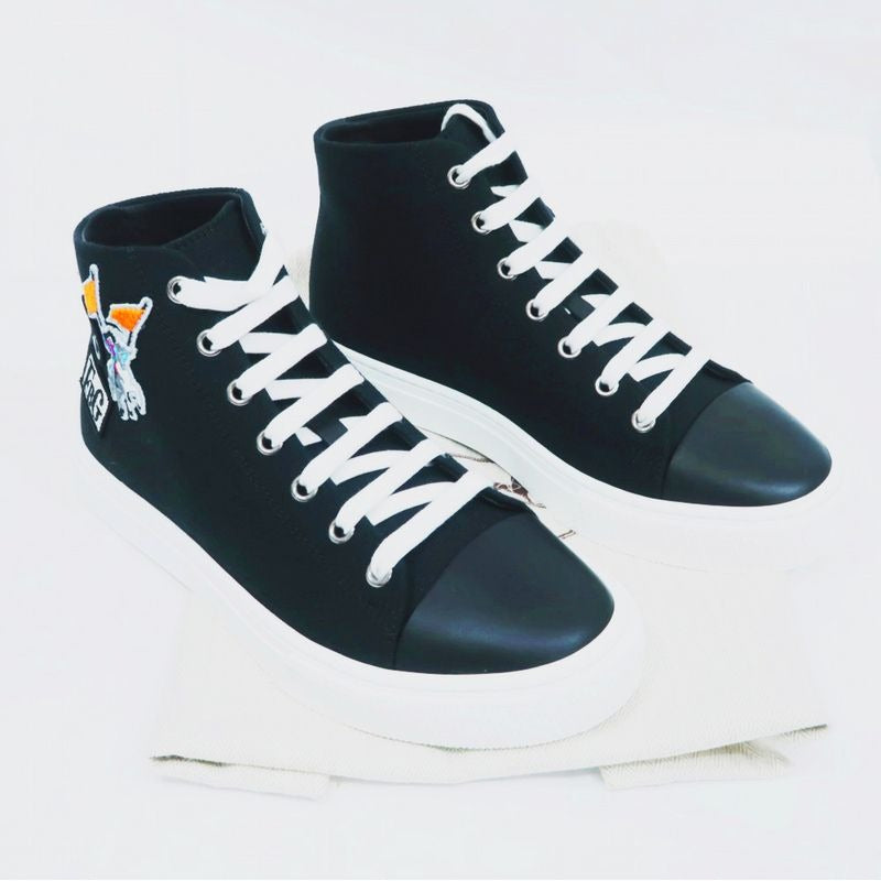 Hermes Iriko High Cut Sneakers Canvas Leather Black White Size 38 — view 10