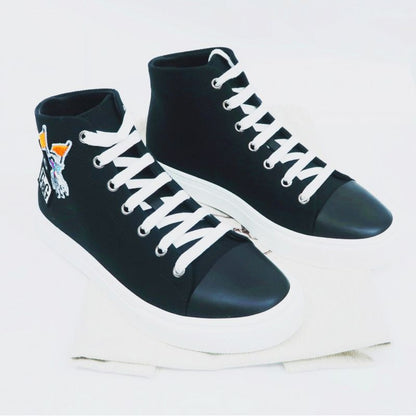Hermes Iriko High Cut Sneakers Canvas Leather Black White Size 38 — view 10