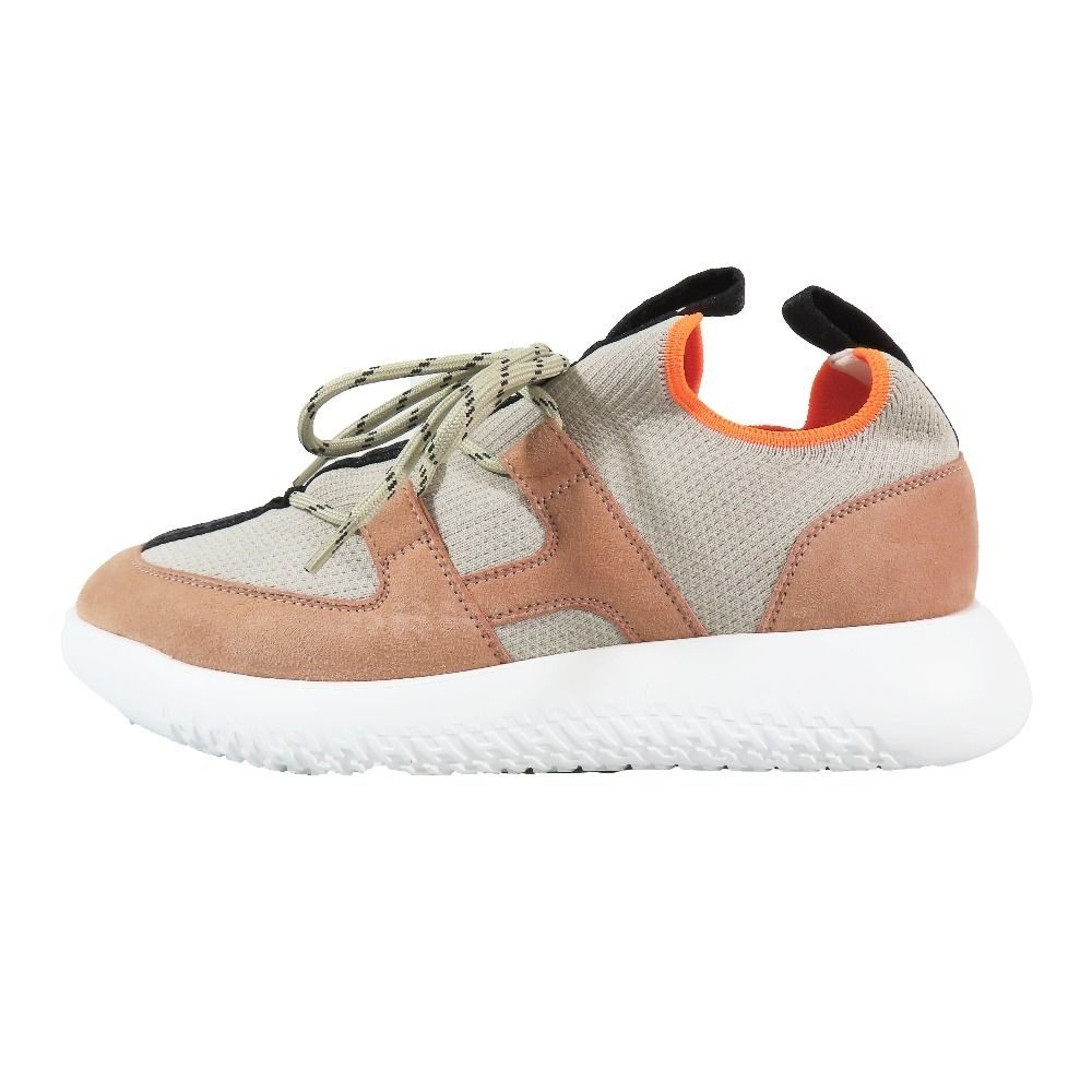 Hermes Duel Low Cut Sneakers Suede Leather Lace Up Shoes Gray Pink