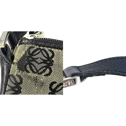 Loewe Anagram Canvas Shoulder Bag Beige Black