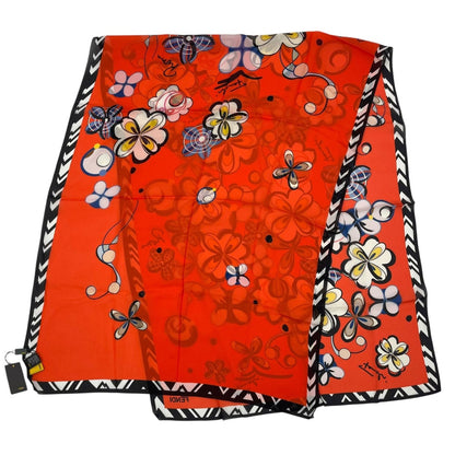 Fendi Twilly Scarf Silk Floral Pattern Orange — view 2