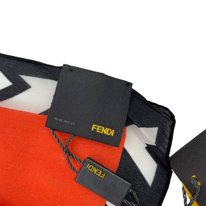 Fendi Twilly Scarf Silk Floral Pattern Orange — view 6