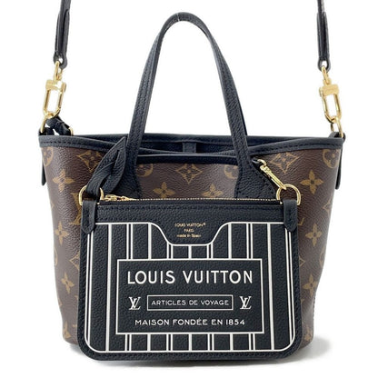 Louis Vuitton Tote Monogram Grain Leather Neverfull Inside Out BB Noir Black