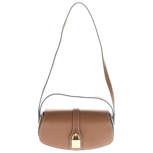 Celine Clutch Tab Tan Mini Shoulder Bag Brown Leather Gold