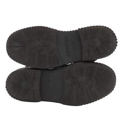 Chanel Coco Neige Suede Short Boots CC Logo Black Silver — view 4