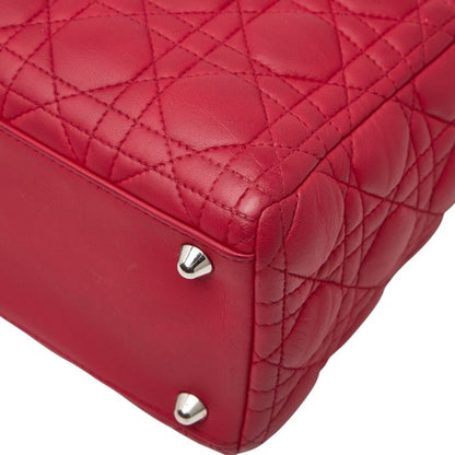 Dior Lady Dior Cannage Large Handbag Shoulder Bag 2WAY Red Leather Women's Dior