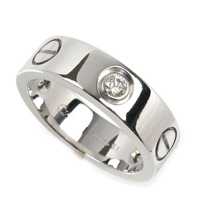 Cartier 18K White Gold Love Half Diamond Ring