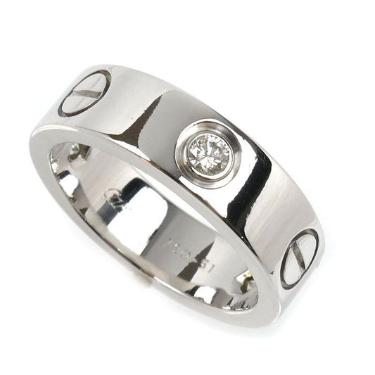 Cartier 18K White Gold Love Half Diamond Ring