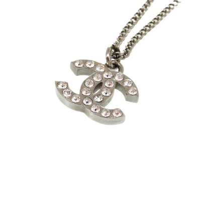 Chanel Coco Mark A28942 Metal Rhinestone Silver 0834 Necklace Chanel