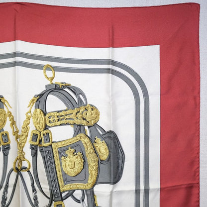 Hermes Carre 90 Brides De GALA Silk White Women's Scarf