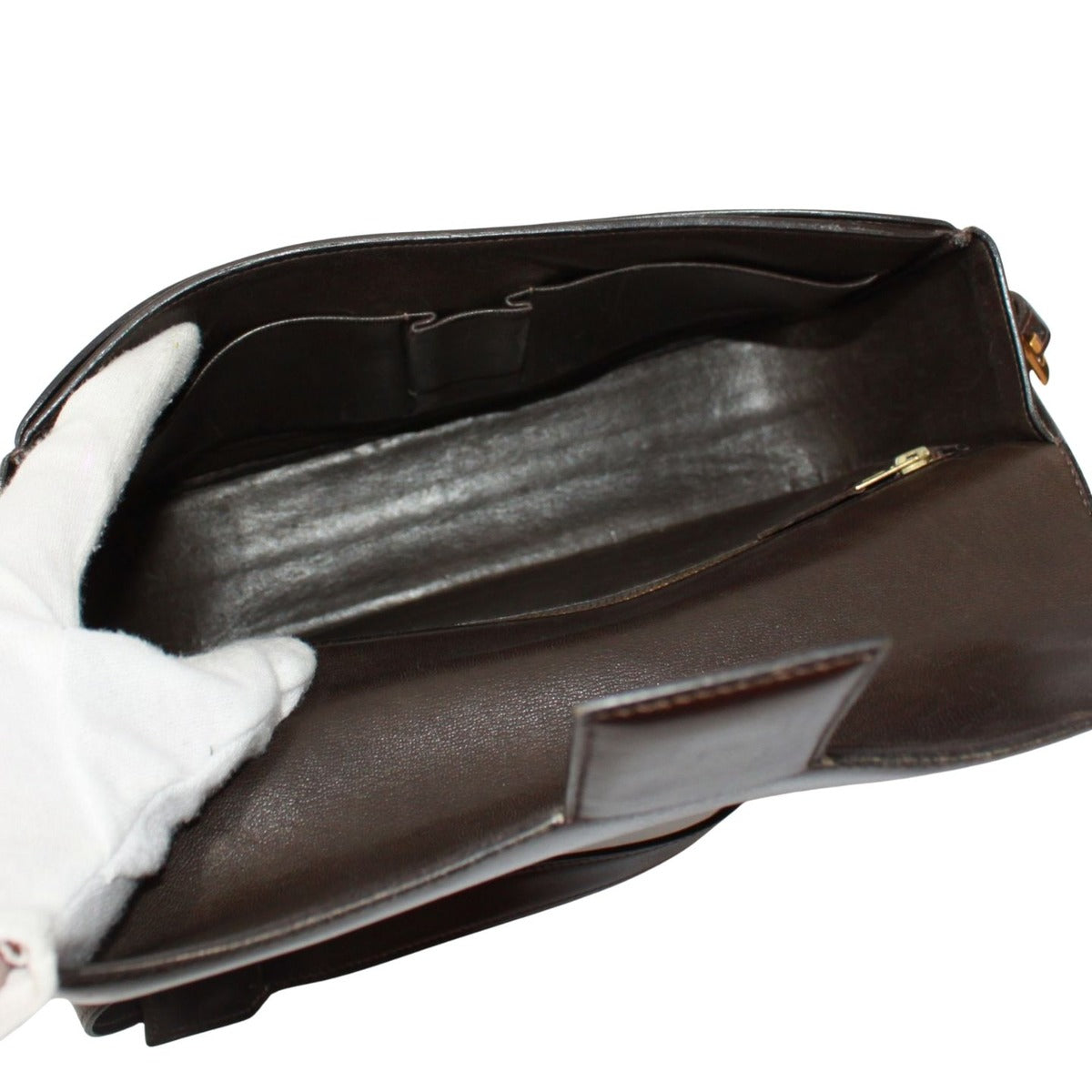 Hermes Martine Box Calf Brown Shoulder Bag Gold — view 8