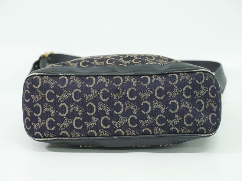 Authentic Celine C Macadam Shoulder Bag Canvas Navy Macadam Bag Pre-owned