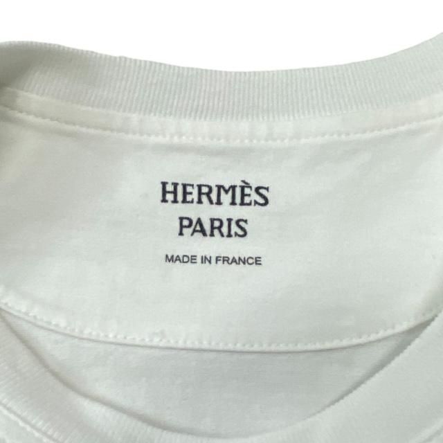 Hermes 2e4513du Top Dress Short Sleeves Grand Tralala Print Cotton White (size