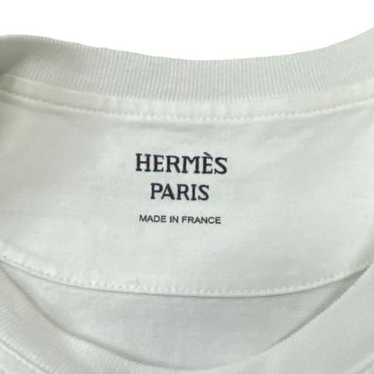 Hermes 2e4513du Top Dress Short Sleeves Grand Tralala Print Cotton White (size