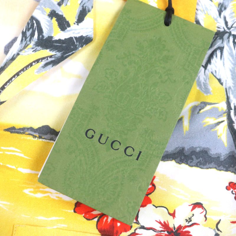 Gucci 22AW 694124 100% Cotton Hibiscus Short Sleeve Short Sleeve Bow Ring