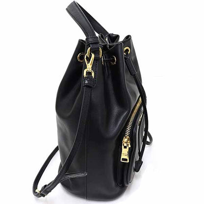 Prada Duet Bucket Bag 2WAY Shoulder Drawstring Soft Calf Saffiano Leather NERO