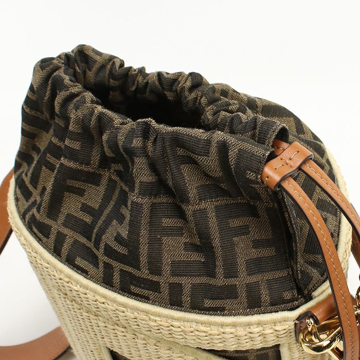 Fendi Medium Bucket Bag Step Out 8bt364 Handbag Straw Medium Bucket Bag Women's