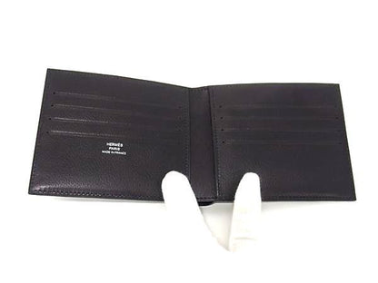 Hermes Citizen Twill Compact Silk Twin Vorswift Fold Wallet Engraved