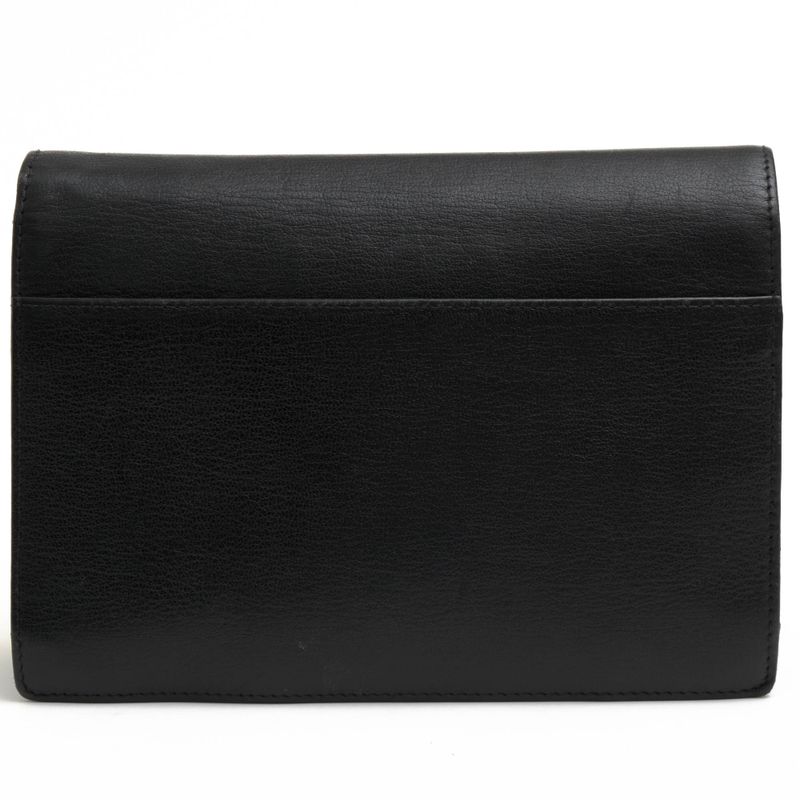 Gucci Bag Second Bag Clutch Bag Men Leather Genuine Black 03137 1669 Flap