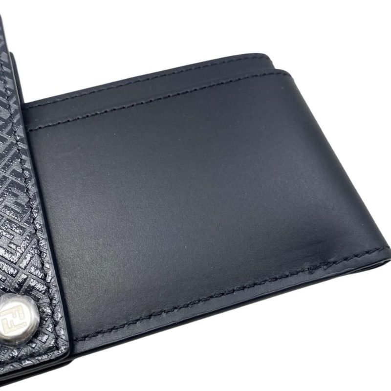 Fendi Card Case Flip Case 7m0312 Aglp F0l6b Ff Logo Asphalt Black Gray Silver