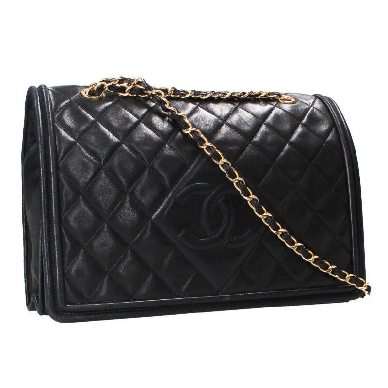 Chanel Lambskin Full Flap Chain Handbag Women