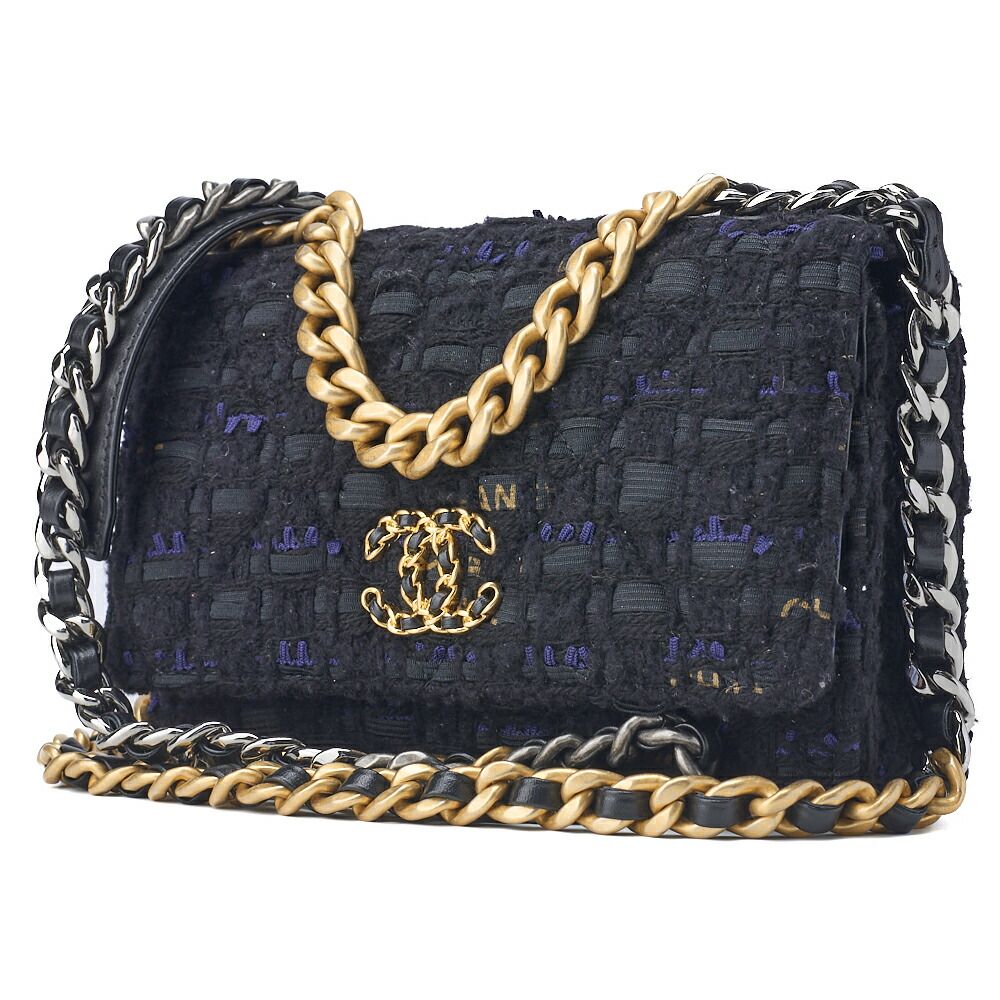 Chanel Shoulder Bag Tote Bag Chanel 19 Matelasse Chain Wallet Tweed Black And