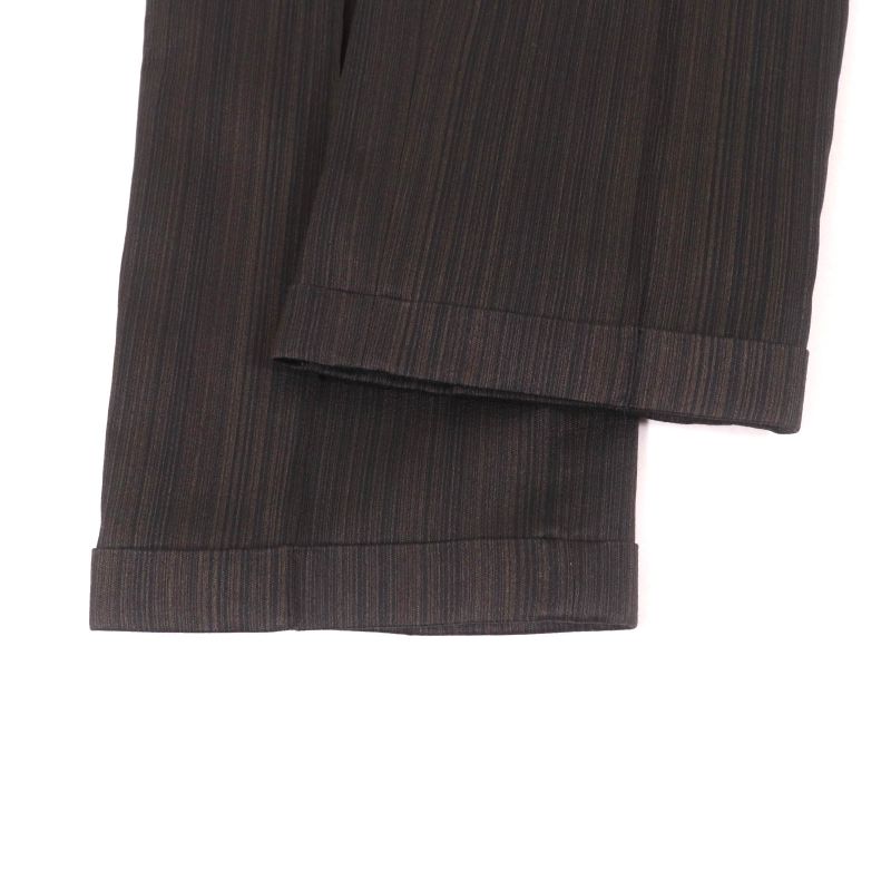 Hermes 23AW 3h0418dw Silk Blend Striped Center Press Pants Slacks Khaki 36 Made