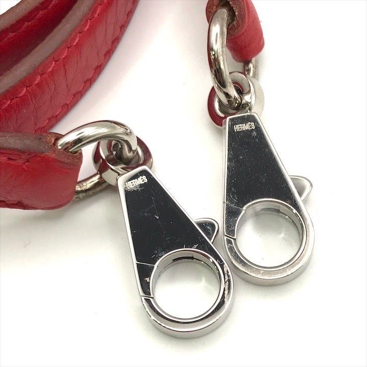 Hermes Kelly Bolide Leather Silver Shoulder Strap Red