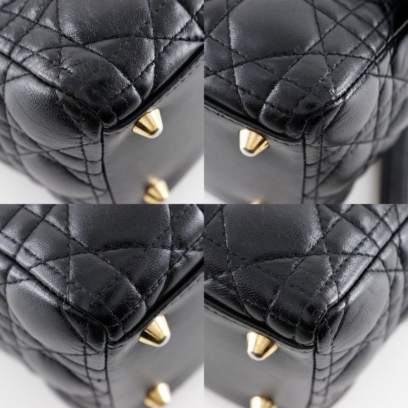 [dior] Christian Dior Lady Dior Large Canage 2WAY Shoulder Lambskin Black