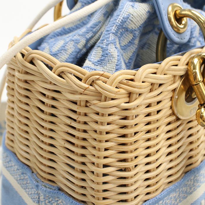 DIOR Lady Dior Medium Handbag Wicker Jacquard Women's