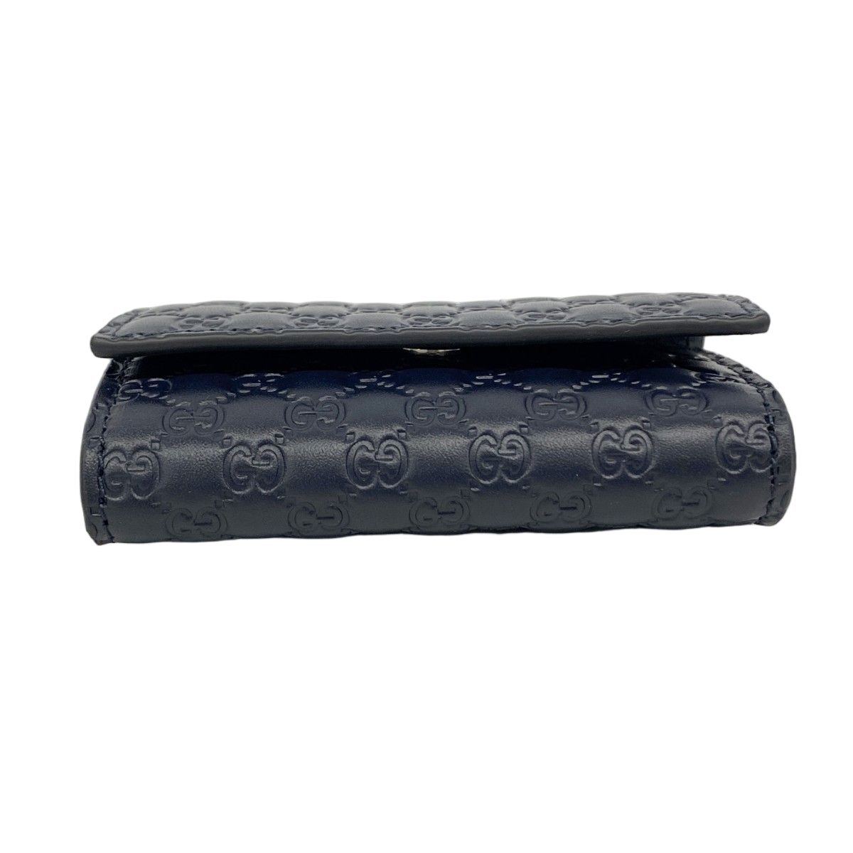 Gucci Key Case Micro Guccissima Leather Navy Silver Key Holder — view 2