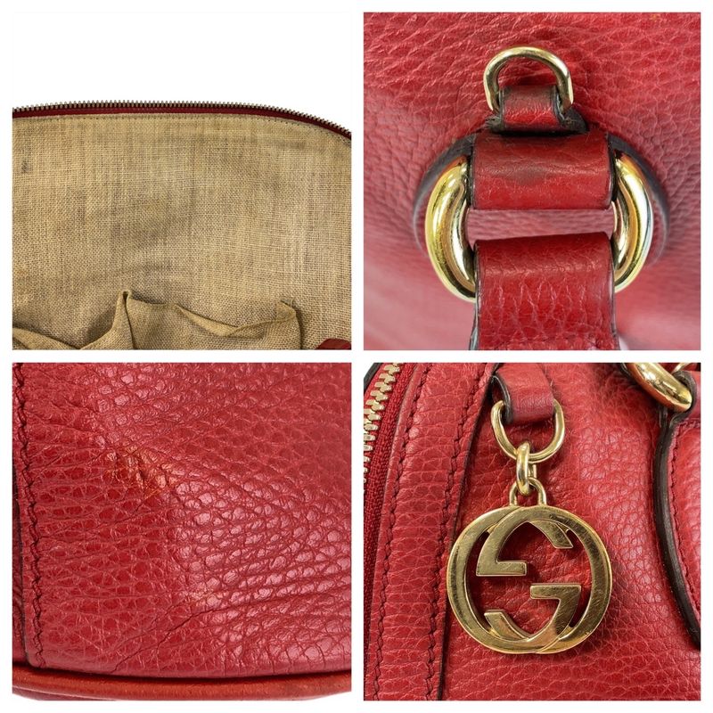 Gucci Interlocking Red Gold Hardware Leather 449662 Handbag Shoulder Bag 2way