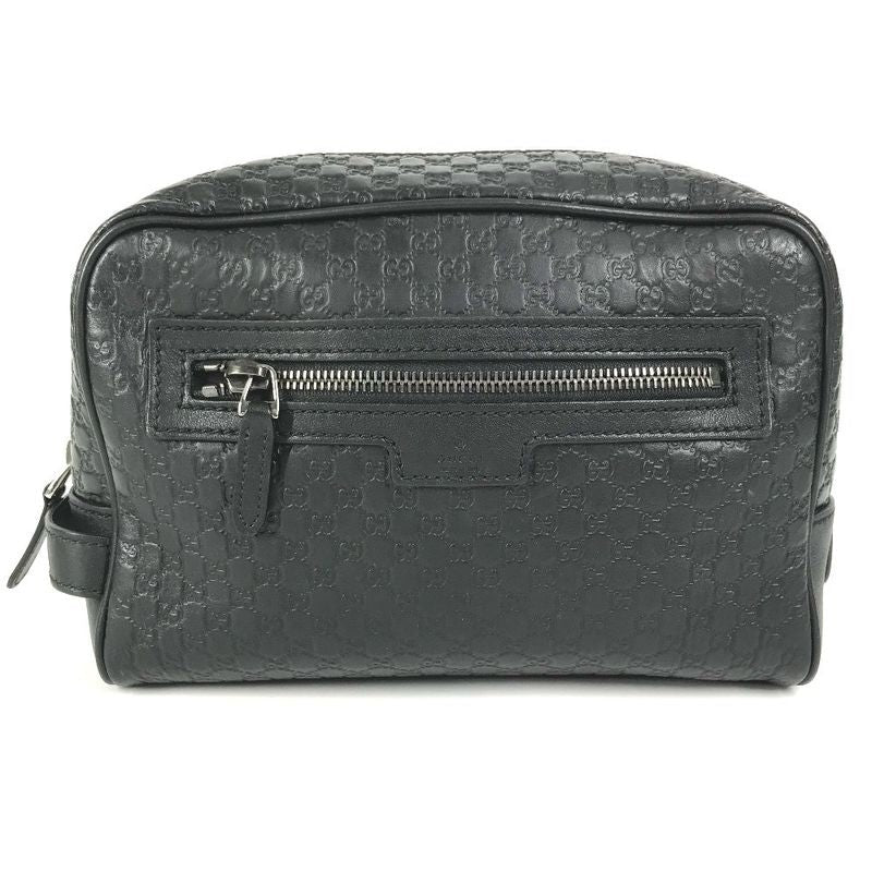 Gucci Second Bag GG Logo Guccissima Leather Black