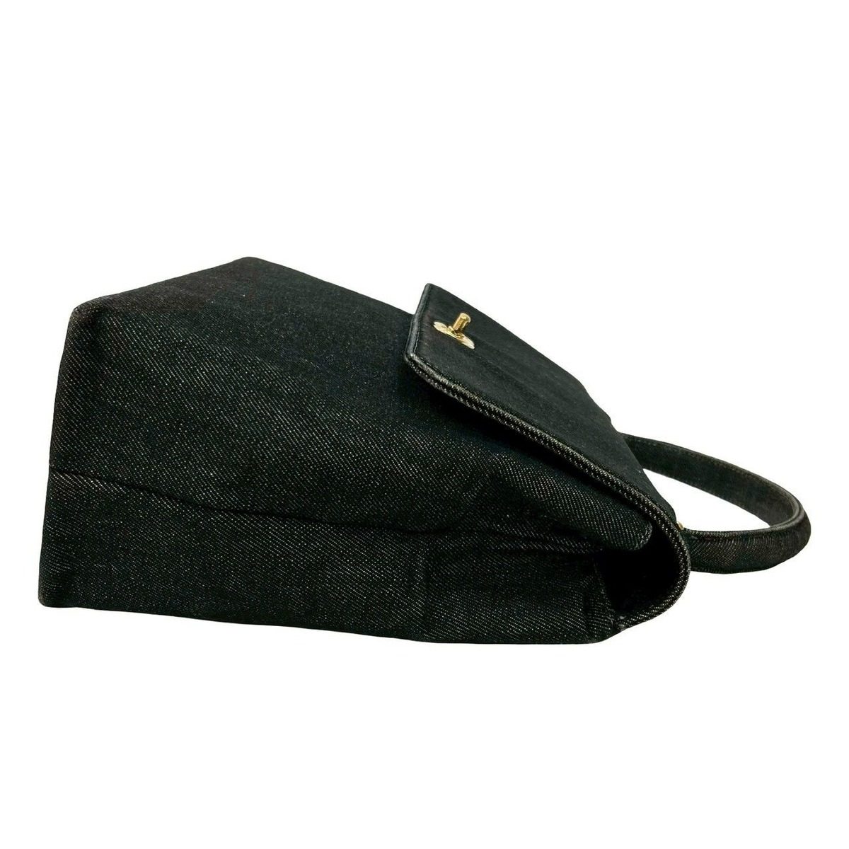 Chanel CC Logo Cotton Denim Tote Black — view 6