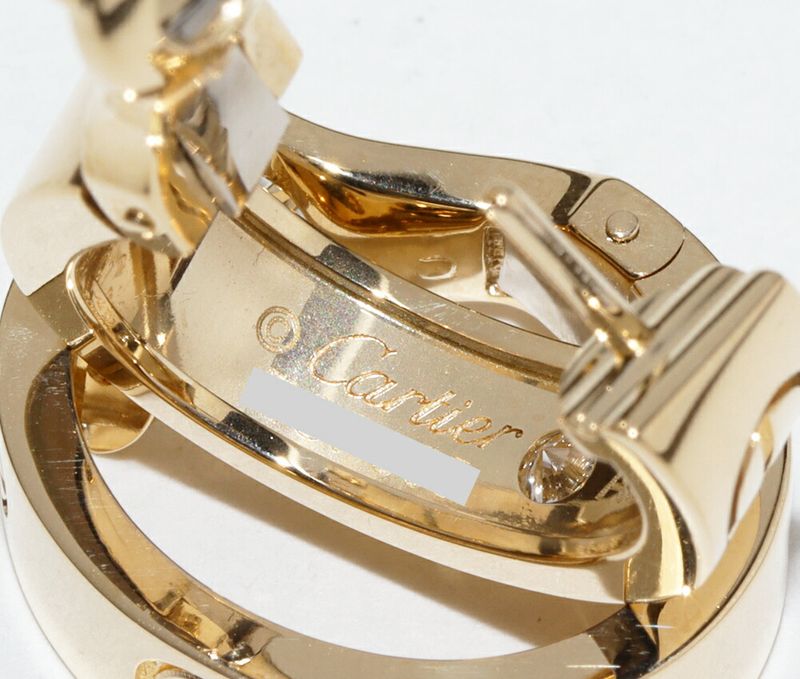 Cartier Hoop Earrings 18K Yellow Gold 2P Diamonds (015ct) Love Earrings B8022900