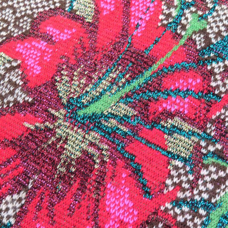 Gucci 606084 Wool Cotton GG Floral Design Lamé Yarn Knit Tight Skirt Multicolor