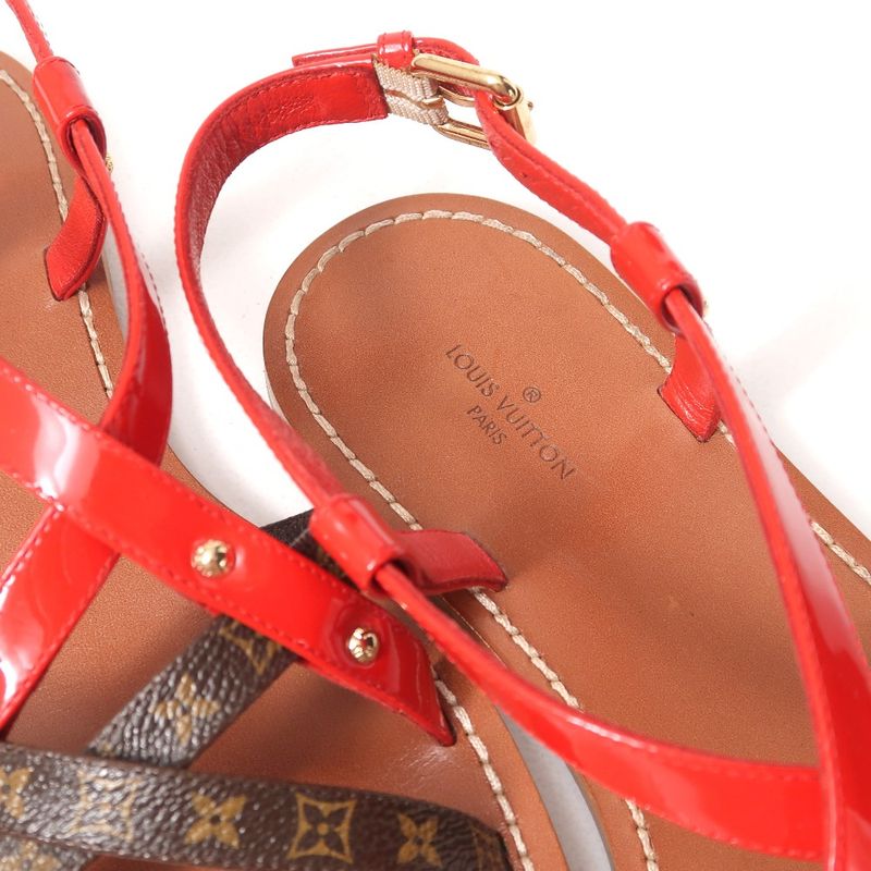 Louis Vuitton Carimbo Sandals Size 37 1 2 Monogram Studded Back Strap Flat