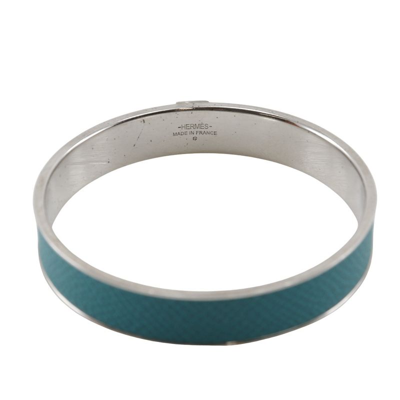 Hermes Kawaii Metal And Vaux Epson Blue Paon Silver/blue Ladies 27.3g Bangle