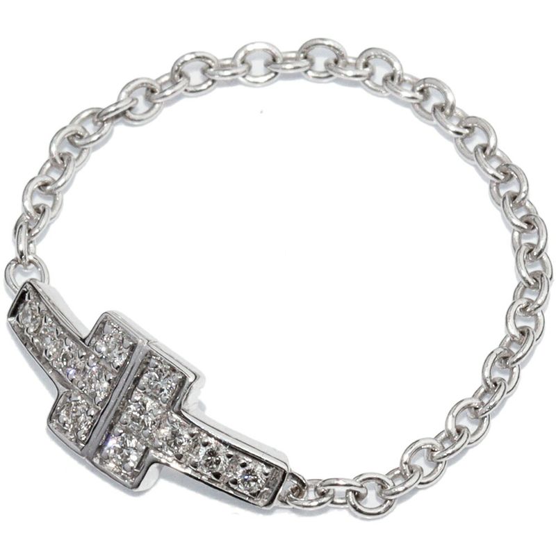Tiffany & Co Ring 18K White Gold Diamond 12P TTWO Chain Ring