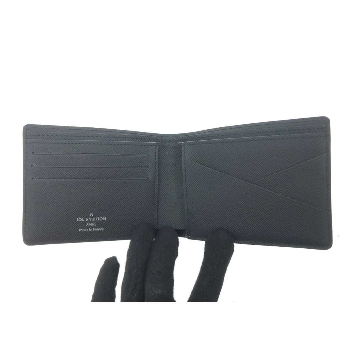 Louis Vuitton Men's Bifold Wallet Taiga Portefeuille Multiple M30295 Black