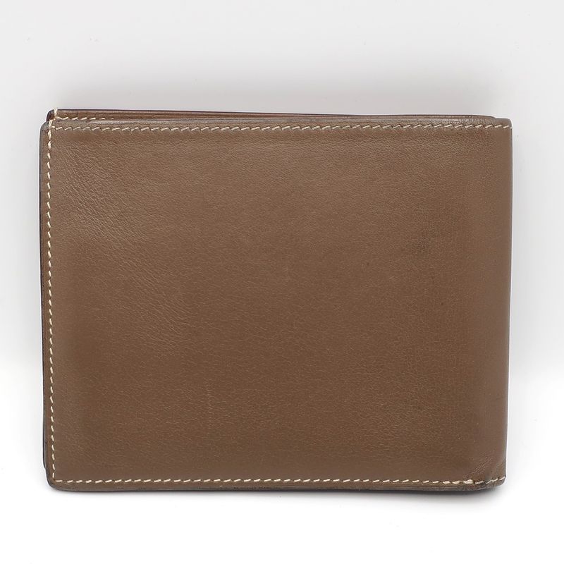 Hermes Wallet Citizen Twill Brown Beige Leather Bifold Women's R