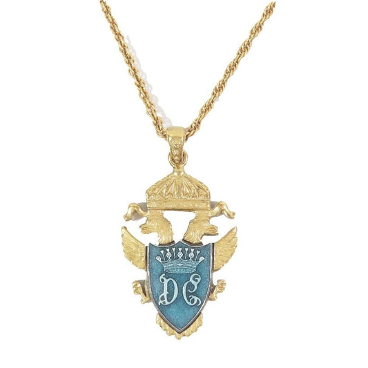Dolce & Gabbana Necklace DG Cles Emblem Double Headed Eagle Pendant Gold