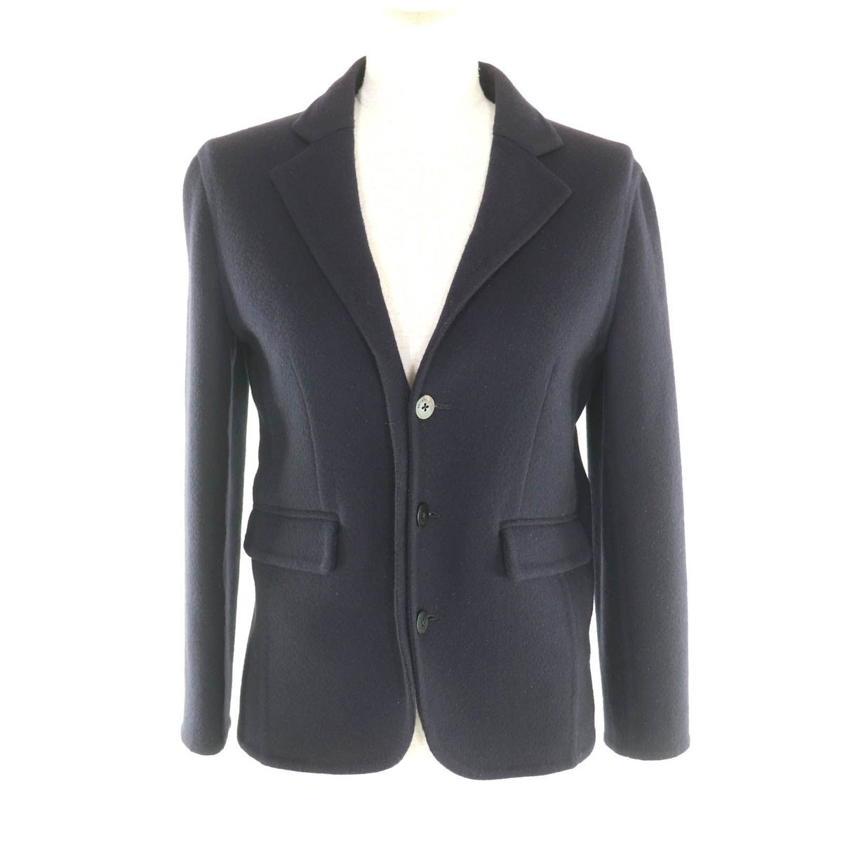 Celine 2 Cashmere Single Jacket with Logo Button Navy 36