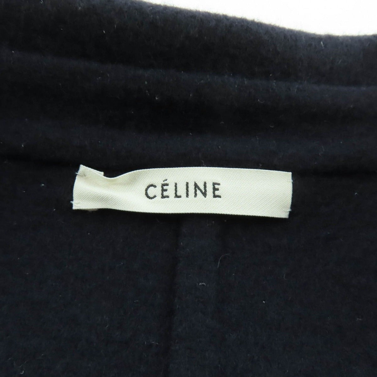 Celine 2 Cashmere Single Jacket with Logo Button Navy 36 — view 7